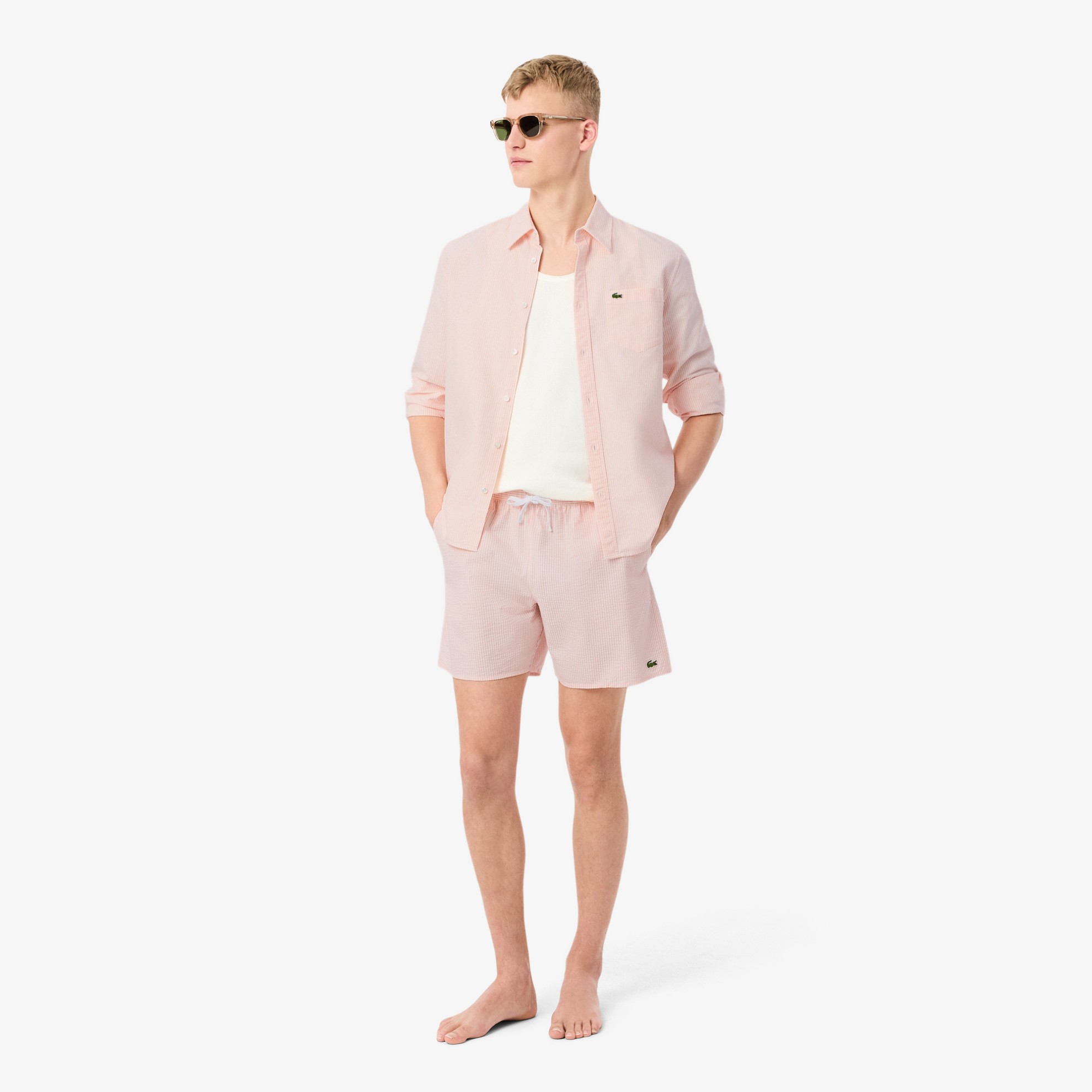 Εικόνα της Ανδρικό Mid Length Striped Textured Μαγιό