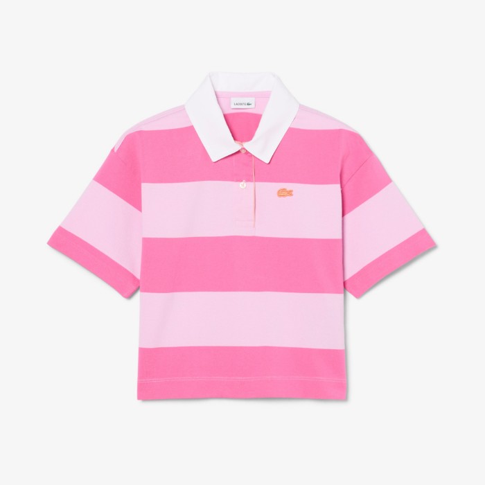 Εικόνα της Παιδική Oversized Striped Cotton Rugby Polo Μπλούζα 