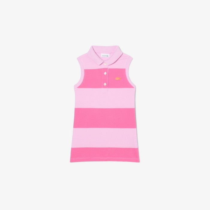 Εικόνα της Παιδικό Αμάνικο Striped Petit Piqué Polo Φόρεμα 