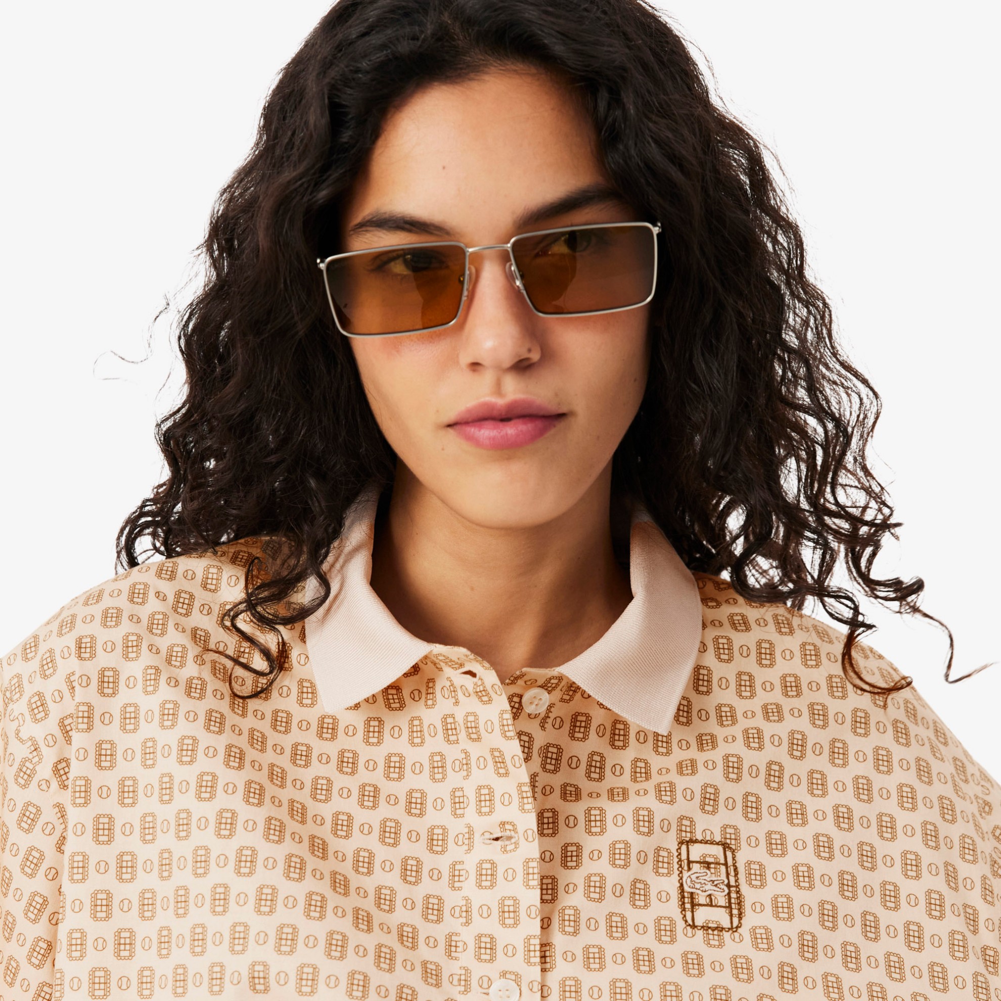 Εικόνα της Γυναικεία Oversized Tennis Print Polo Μπλούζα