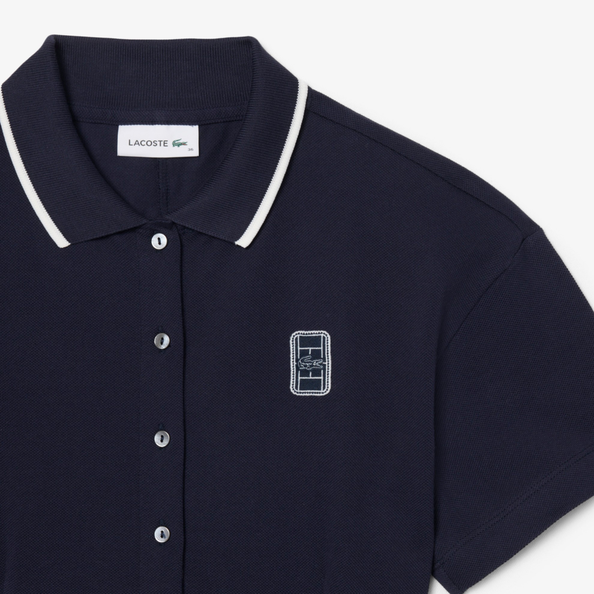 Εικόνα της Γυναικείο Flared Badge Accent Petit Piqué Φόρεμα 