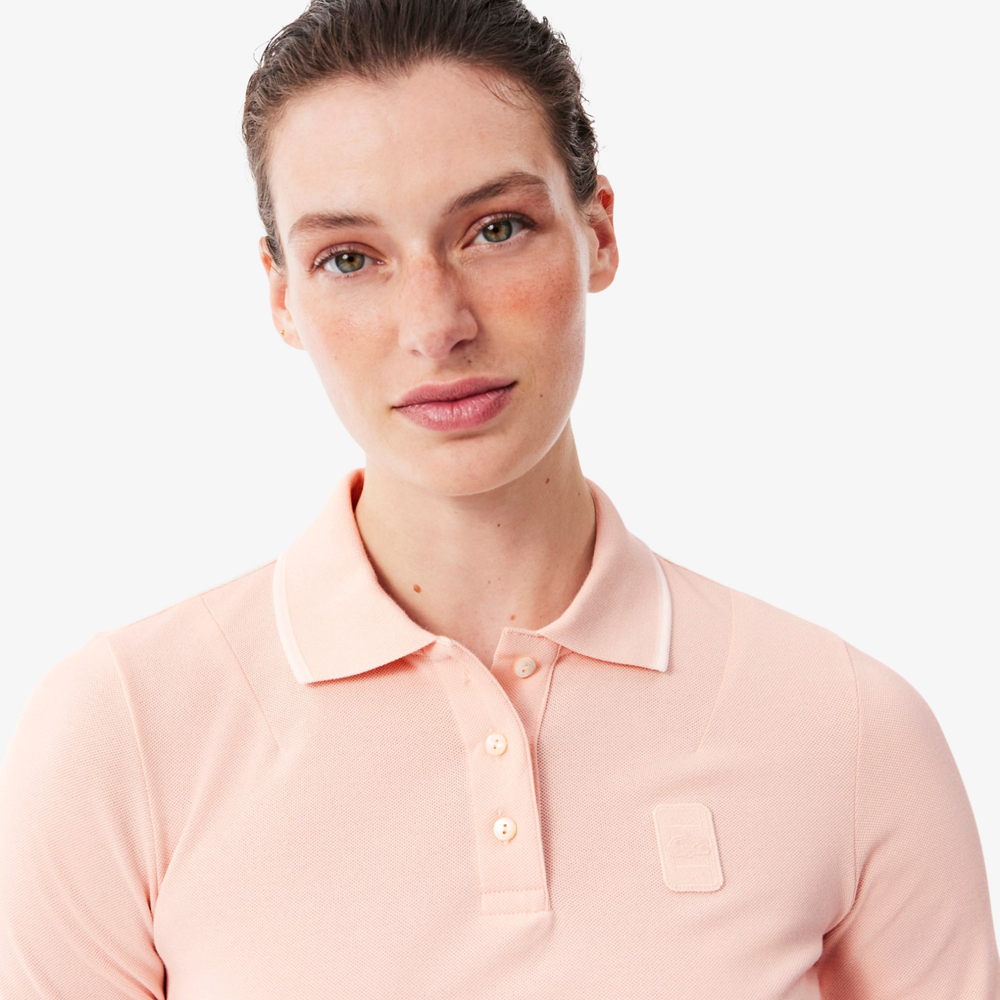 Εικόνα της Γυναικεία Two Tone Badge Accent Polo Μπλούζα  Slim Fit 