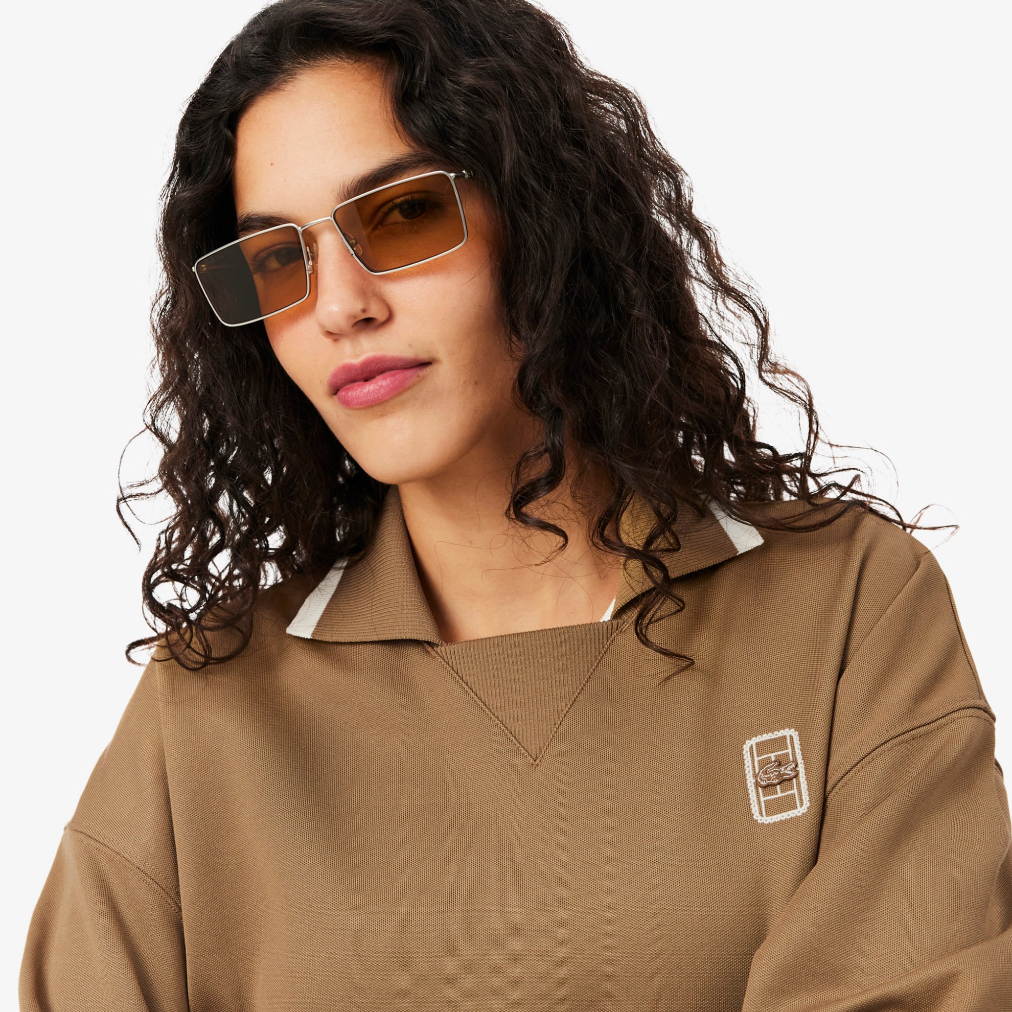 Εικόνα της Γυναικείο Oversized Polo Collar Piqué Φούτερ 