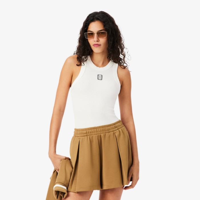 Εικόνα της Γυναικείο Badge Accent Rib Knit Tank Top Slim Fit 