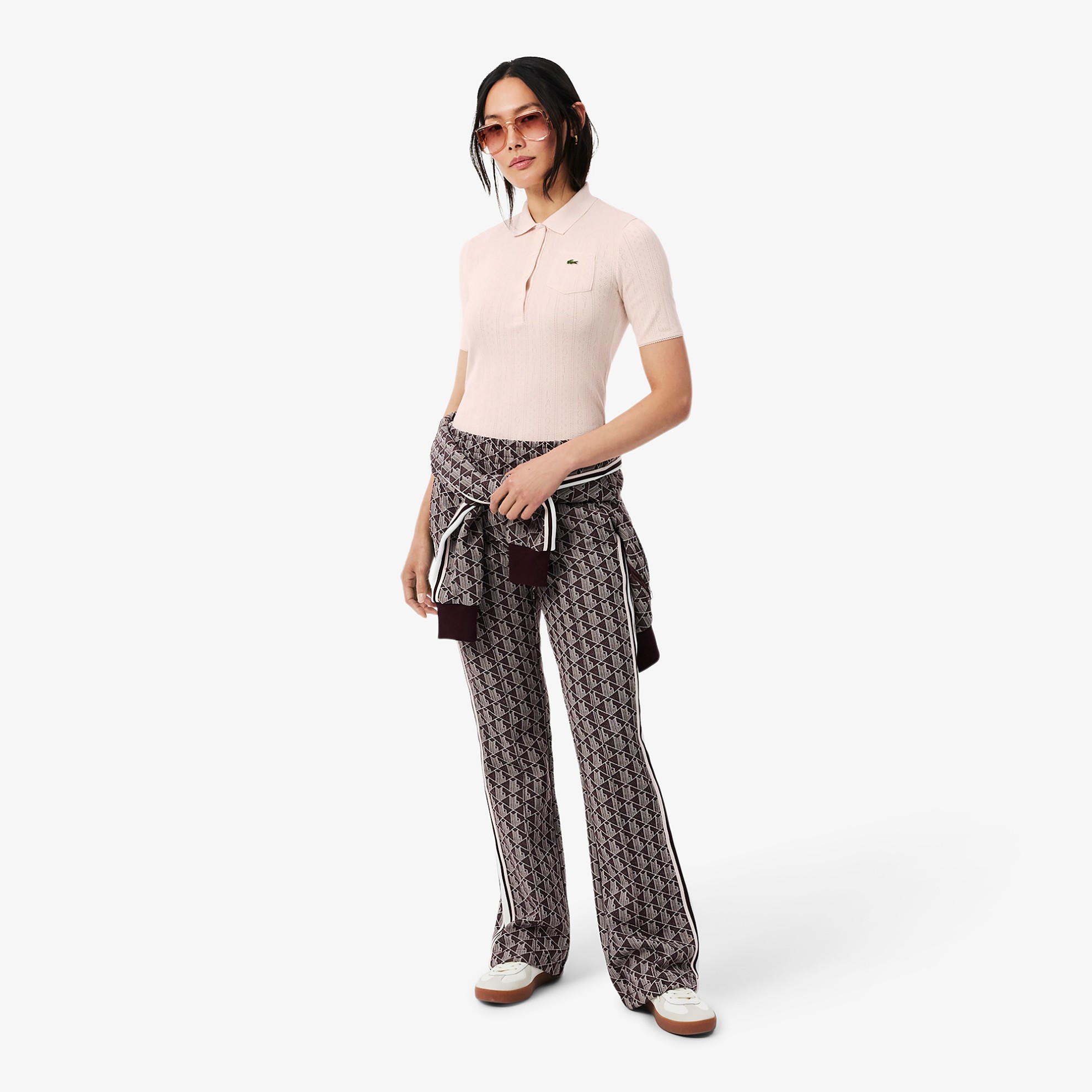 Εικόνα της Γυναικεία Pointelle Knit Polo Μπλούζα Slim Fit 