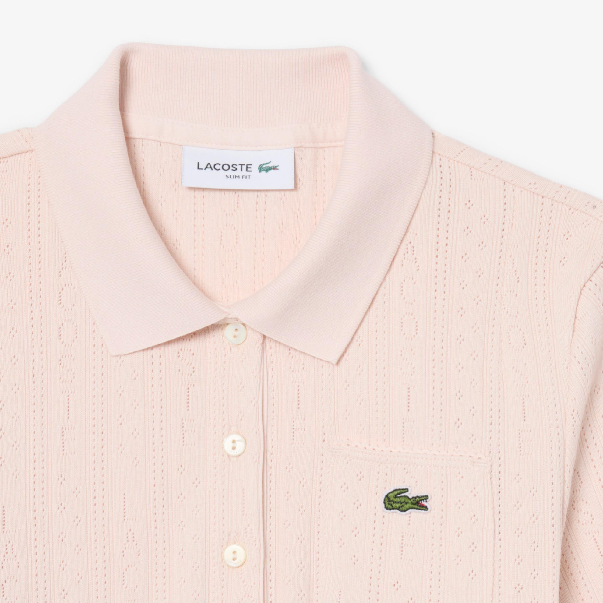 Εικόνα της Γυναικεία Pointelle Knit Polo Μπλούζα Slim Fit 