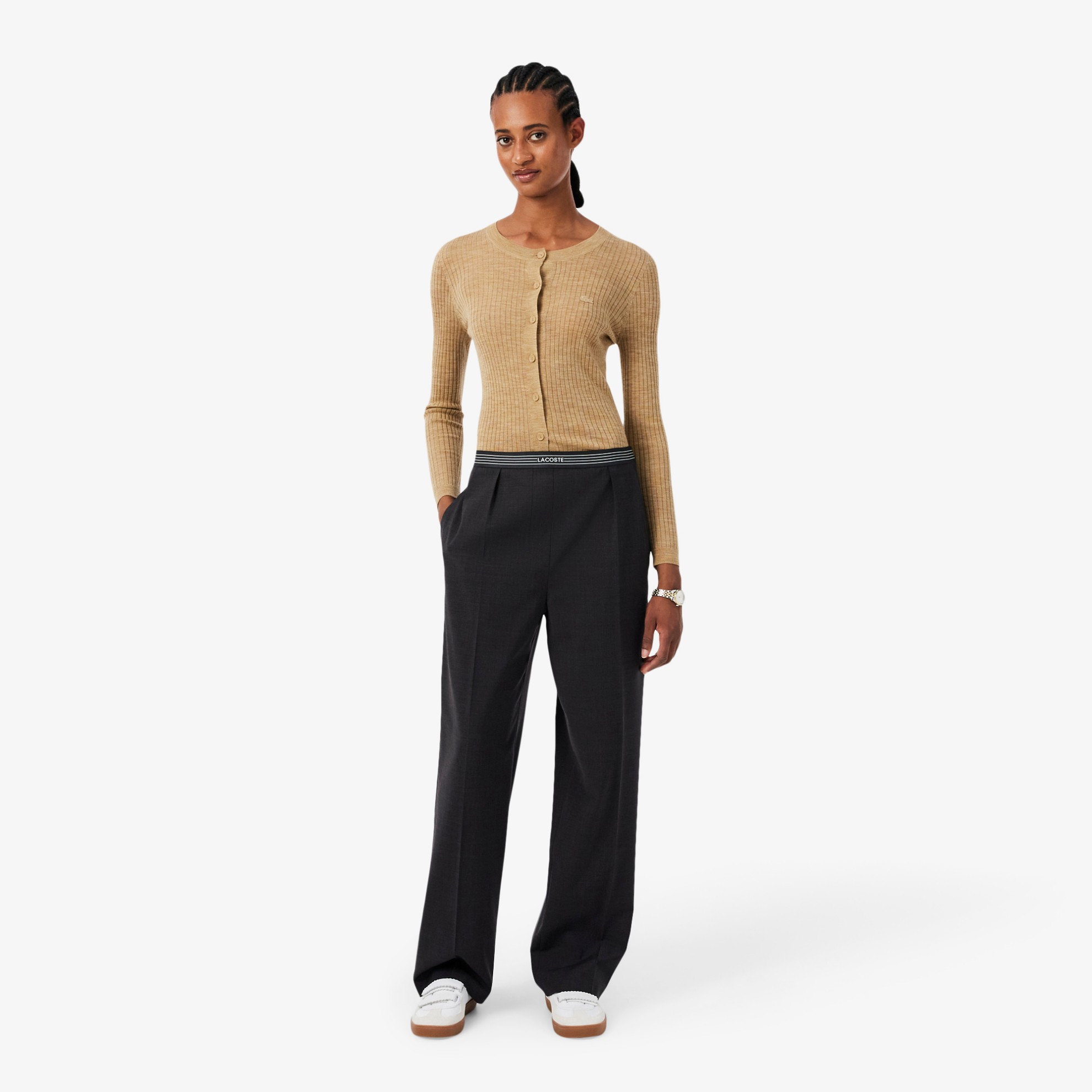 Εικόνα της Γυναικείο Oversized Wool Blend Pleated Παντελόνι