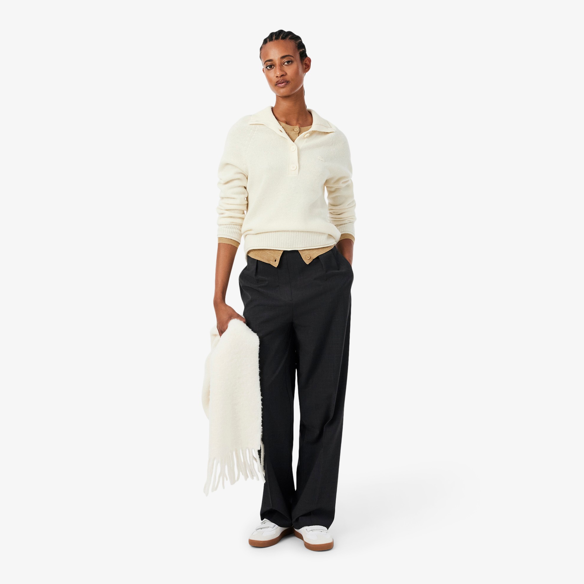 Εικόνα της Γυναικείο Oversized Wool Blend Pleated Παντελόνι