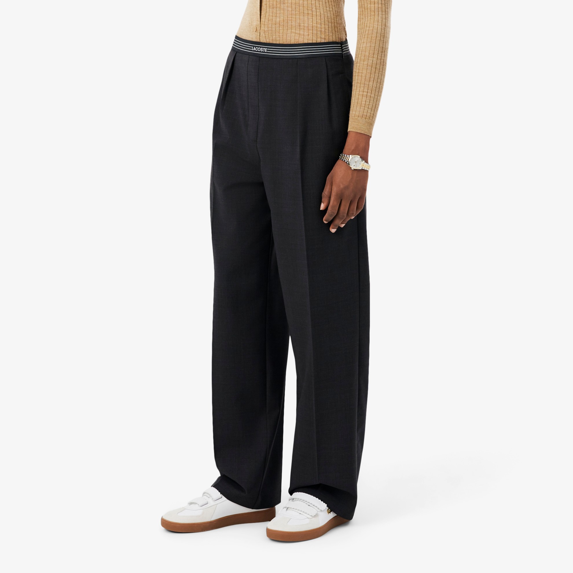 Εικόνα της Γυναικείο Oversized Wool Blend Pleated Παντελόνι