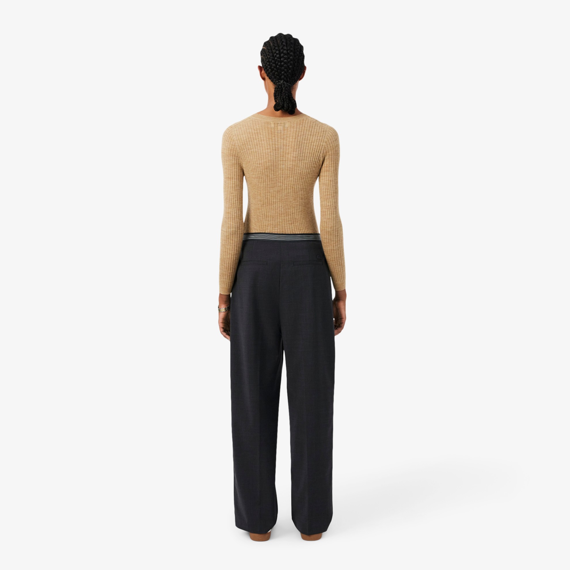 Εικόνα της Γυναικείο Oversized Wool Blend Pleated Παντελόνι