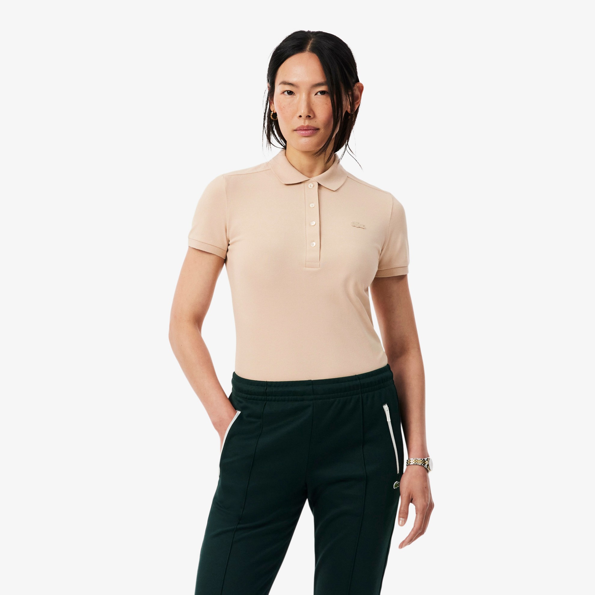 Εικόνα της Γυναικεία Stretch Cotton Piqué Polo Μπλούζα Slim Fit