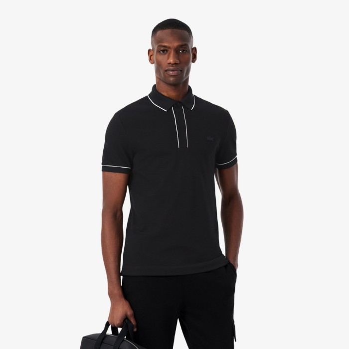 Εικόνα της Smart Paris Stretch Cotton Contrast Trim Polo Μπλούζα