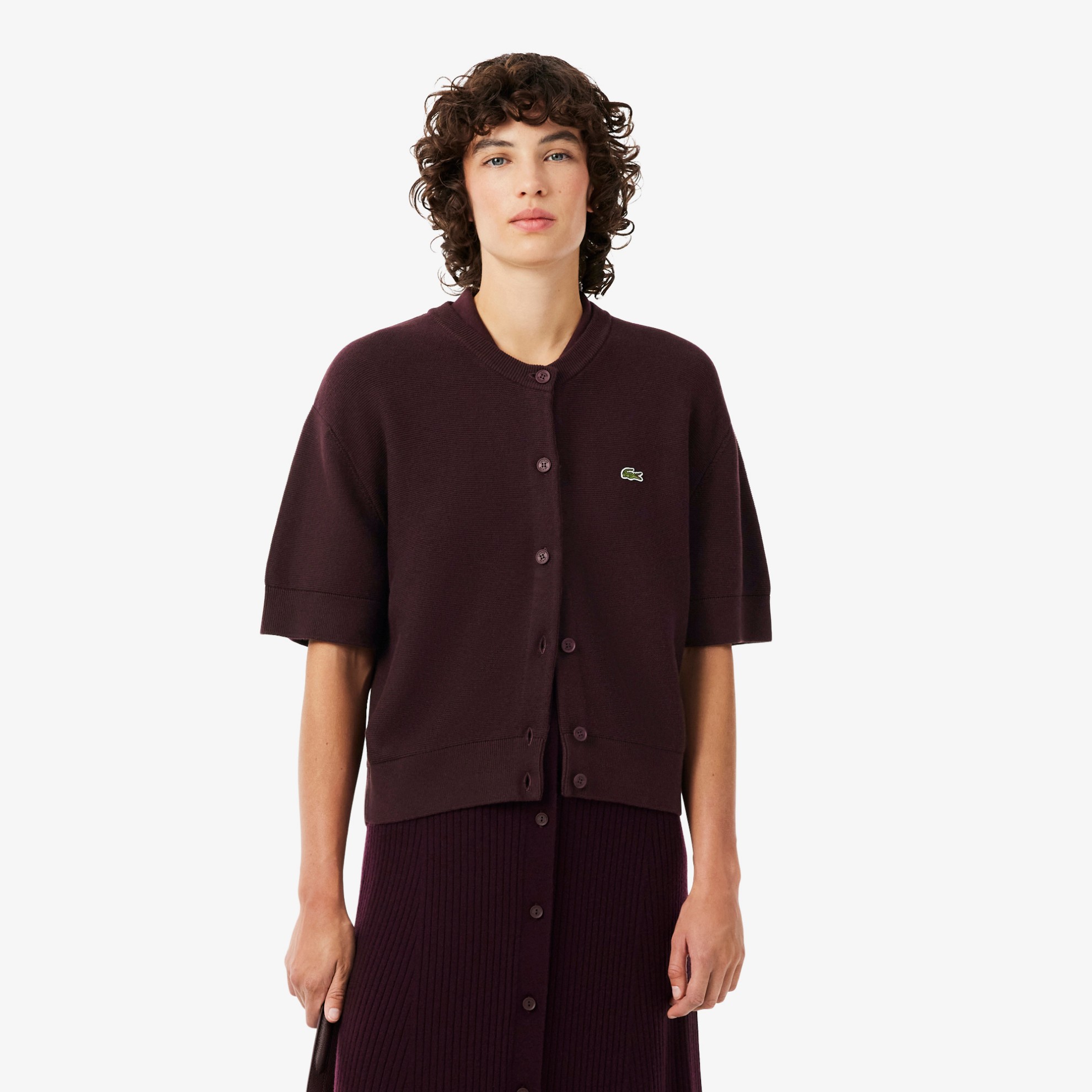 Εικόνα της Γυναικείο Cotton and Wool Blend Moss Stitch Cardigan