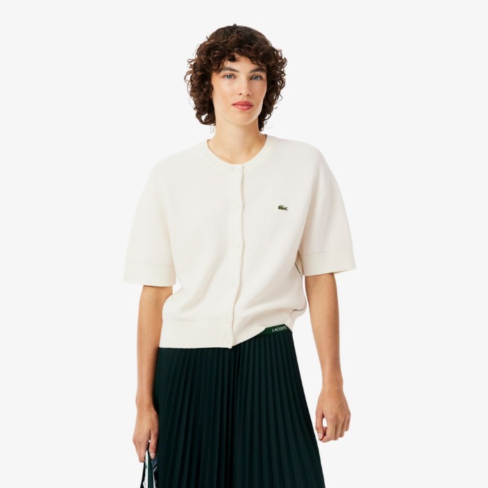 Εικόνα της Γυναικείο Cotton and Wool Blend Moss Stitch Cardigan