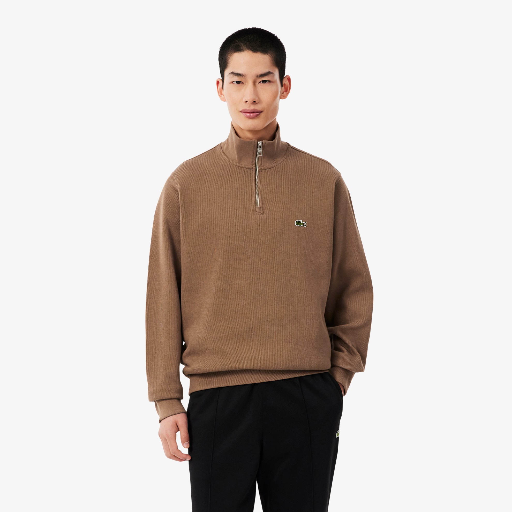Εικόνα της Ανδρικό Zippered Stand-Up Collar Βαμβακερό Φούτερ