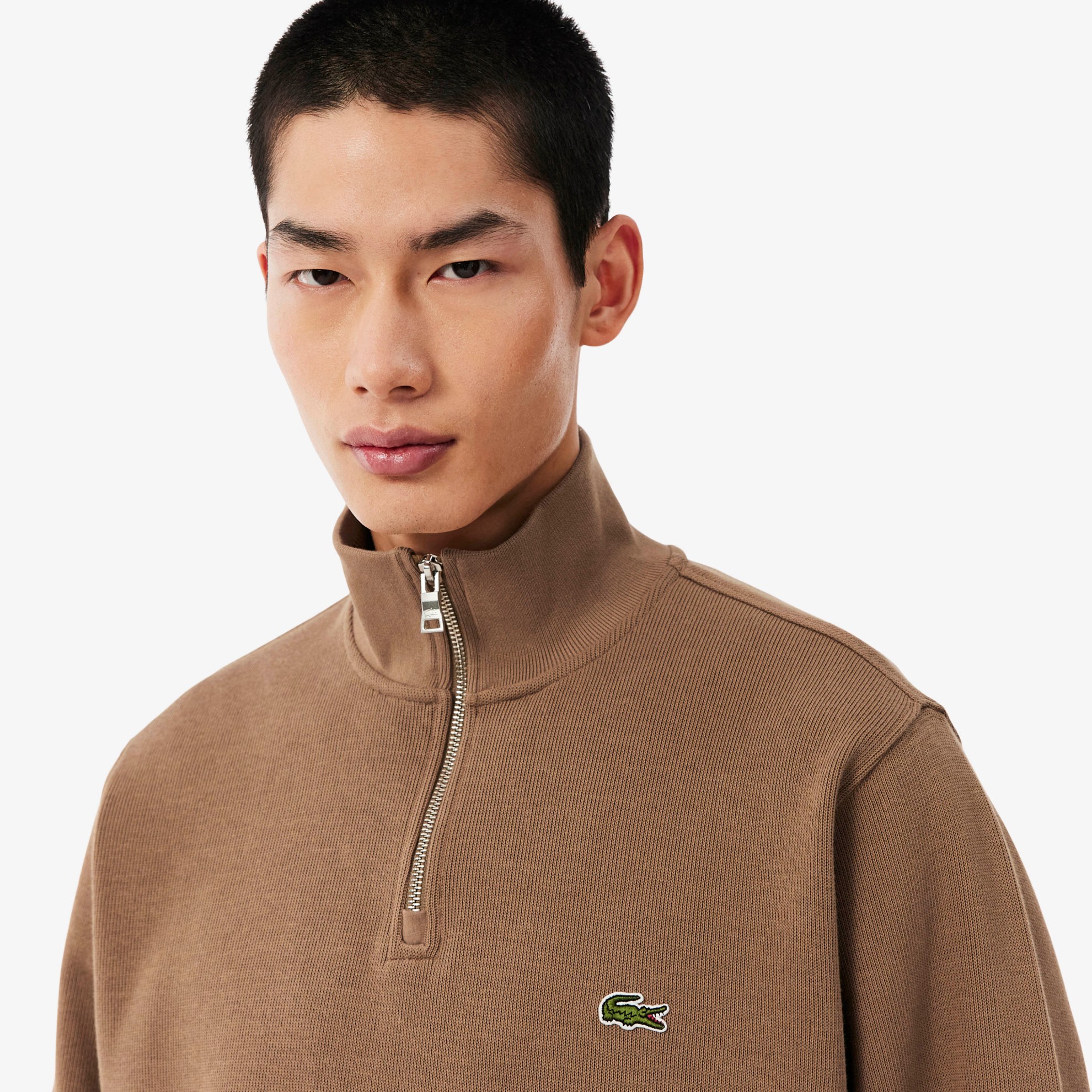 Εικόνα της Ανδρικό Zippered Stand-Up Collar Βαμβακερό Φούτερ