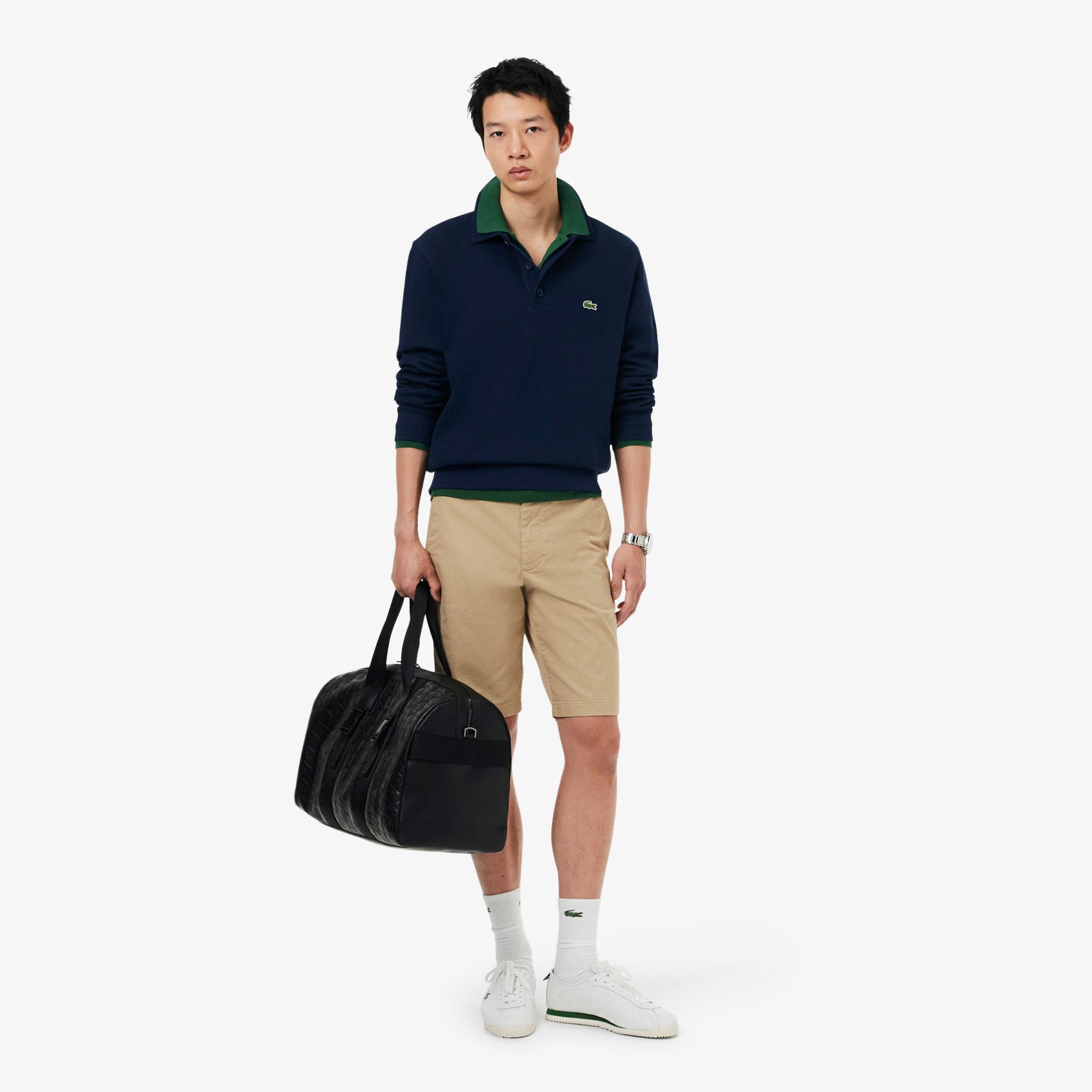 Εικόνα της Ανδρικό Ribbed Cotton Polo Collar Φούτερ 