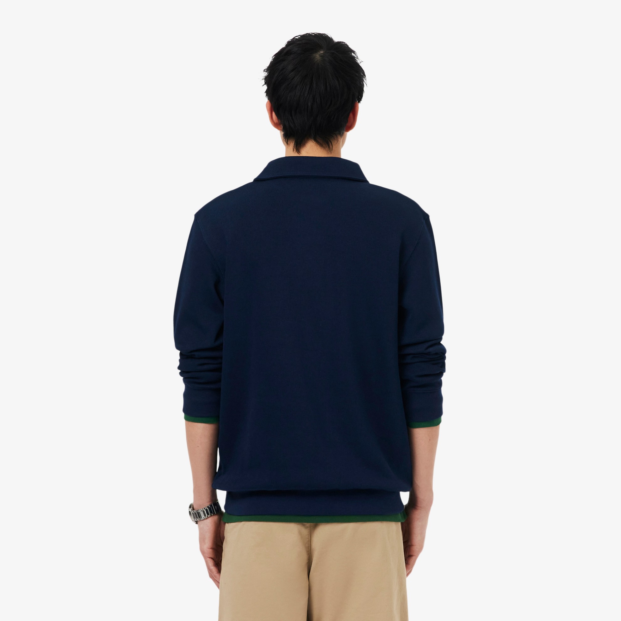 Εικόνα της Ανδρικό Ribbed Cotton Polo Collar Φούτερ 