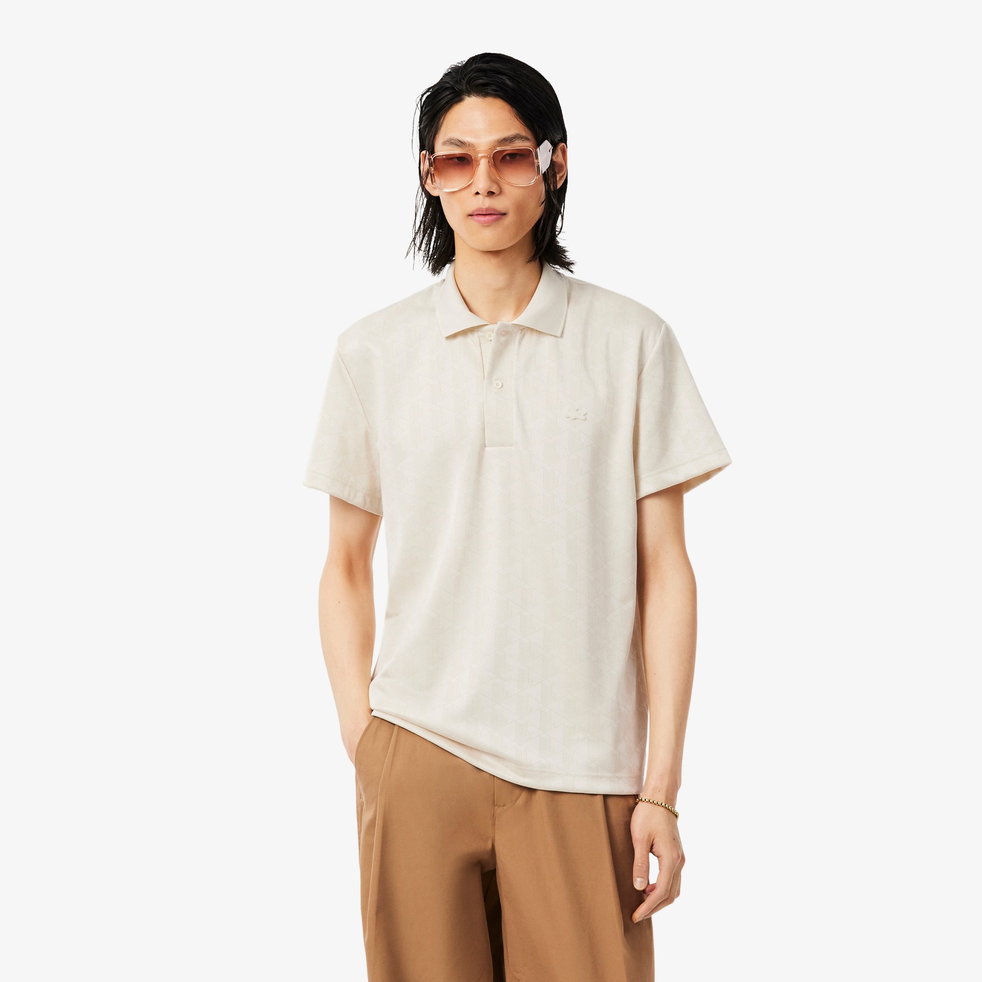 Εικόνα της Ανδρική Monogram Jacquard Polo Μπλούζα Classic Fit 