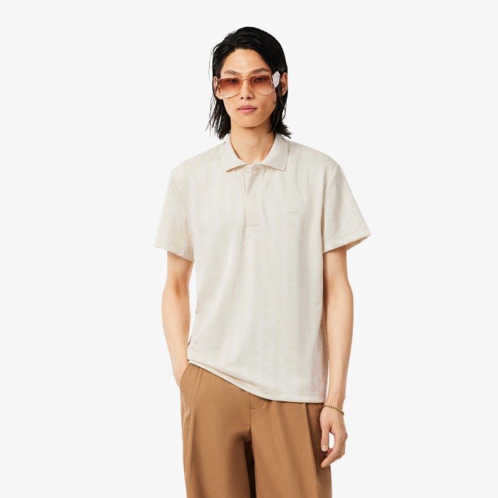 Εικόνα της Ανδρική Monogram Jacquard Polo Μπλούζα Classic Fit 