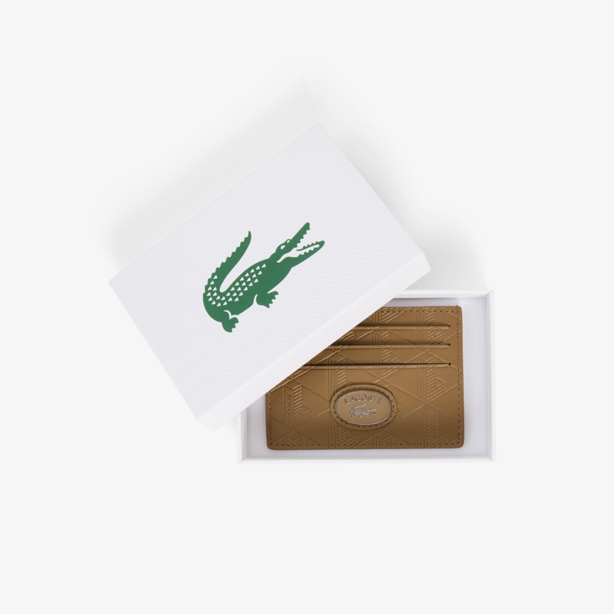 Εικόνα της Ανδρική Monogram Print Δερμάτινη Θήκη Καρτών 