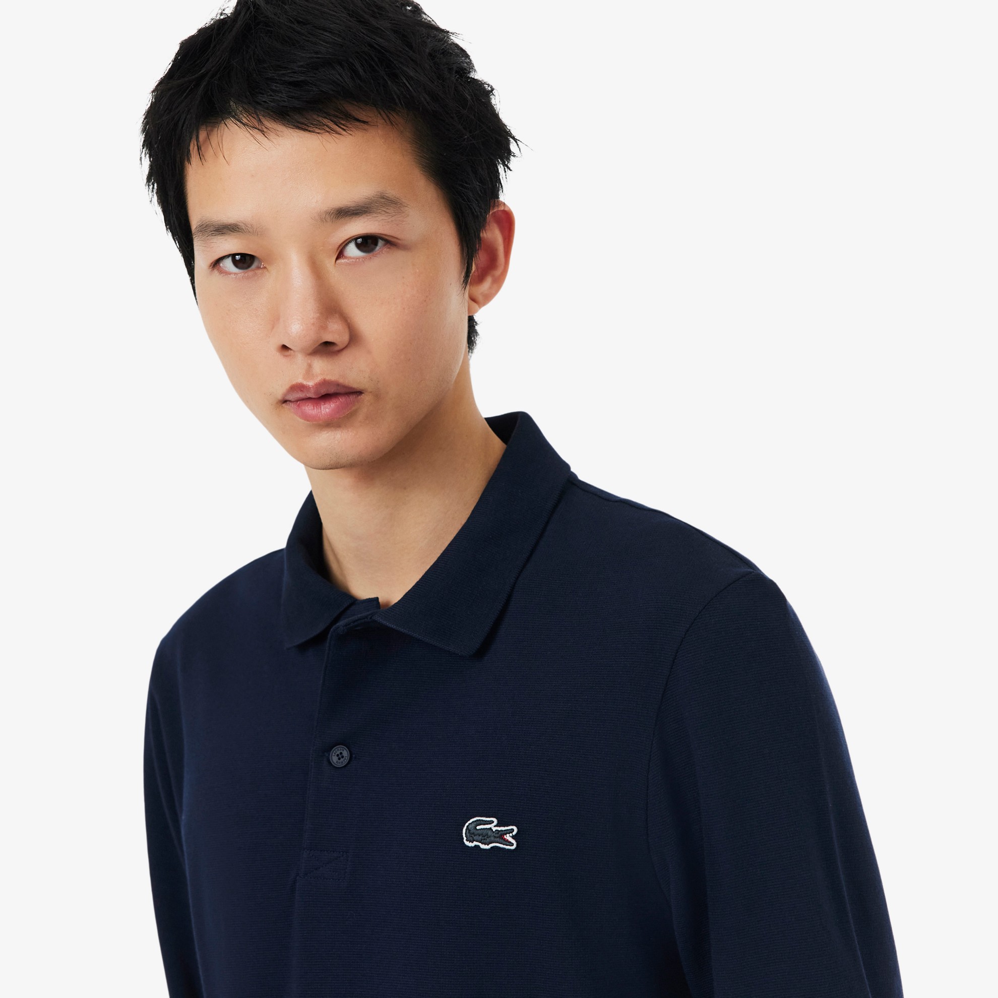 Εικόνα της Ανδρική Μακρυμάνικη Cotton Blend Polo Μπλούζα Regular Fit 