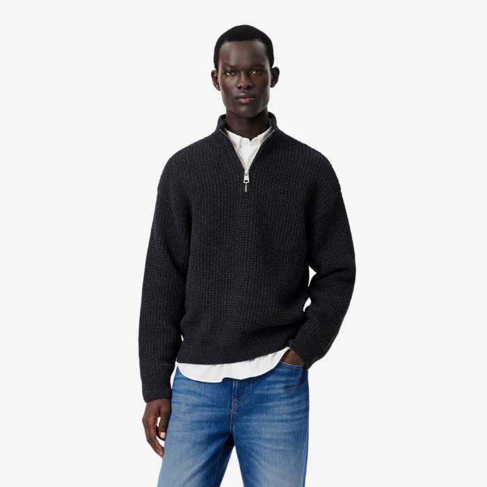 Εικόνα της Ανδρικό Wool High Zip Neck Πουλόβερ 