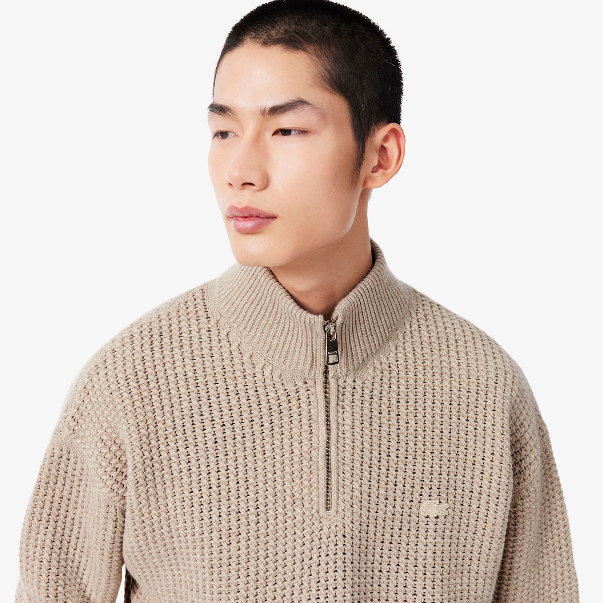 Εικόνα της Ανδρικό Wool High Zip Neck Πουλόβερ 