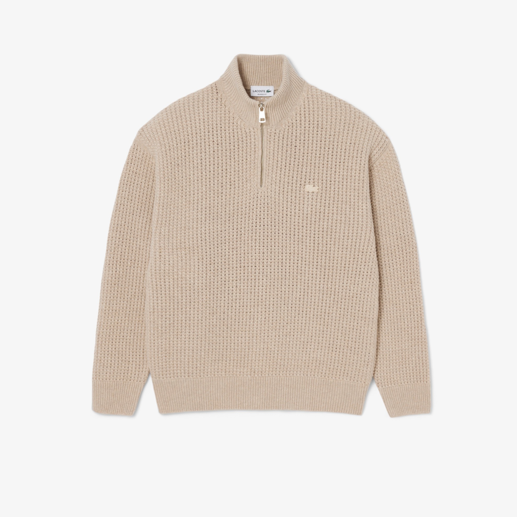 Εικόνα της Ανδρικό Wool High Zip Neck Πουλόβερ 