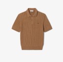 Ανδρική Classic Fit Cable Knit Βαμβακερή Polo Μπλούζα 