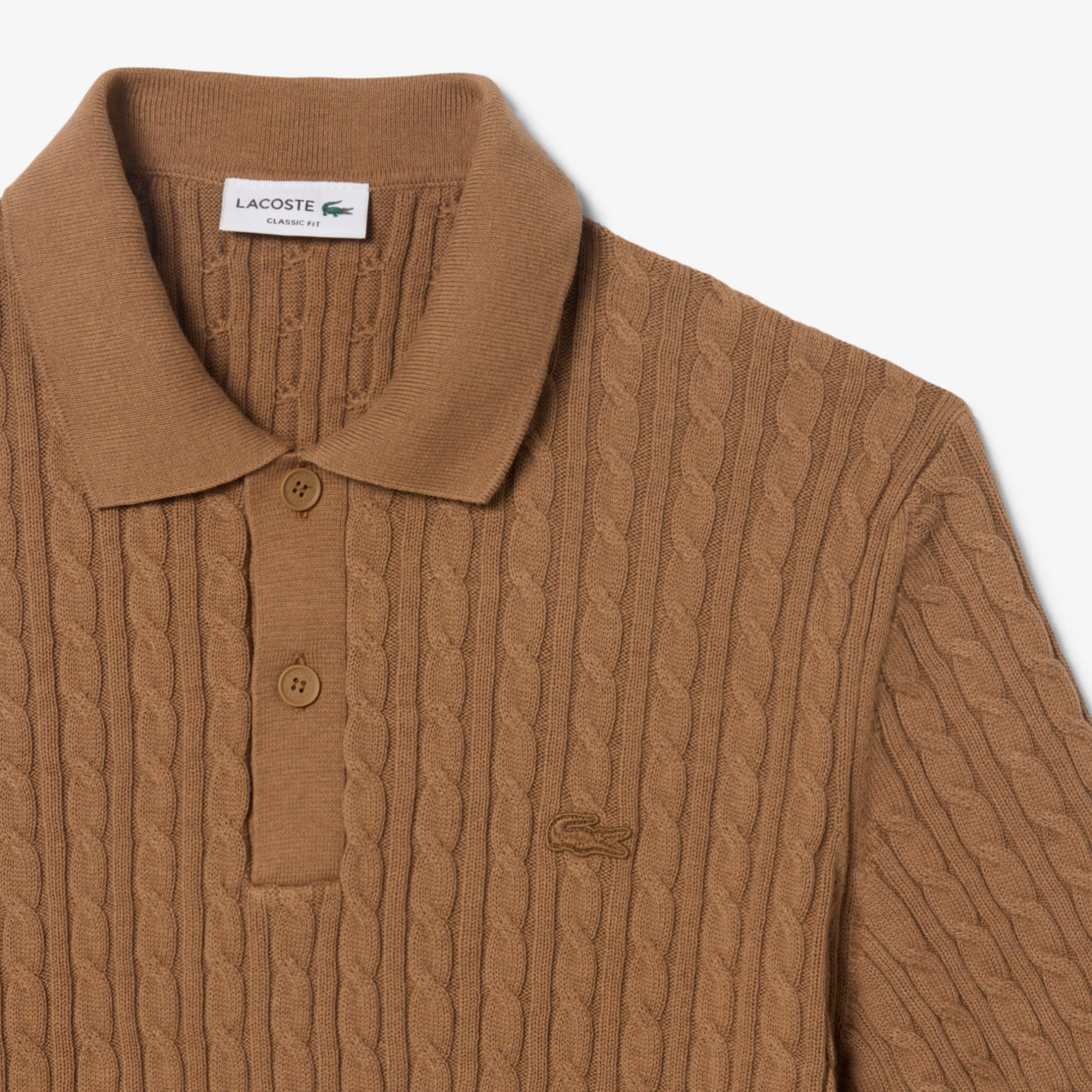 Εικόνα της Ανδρική Classic Fit Cable Knit Βαμβακερή Polo Μπλούζα 