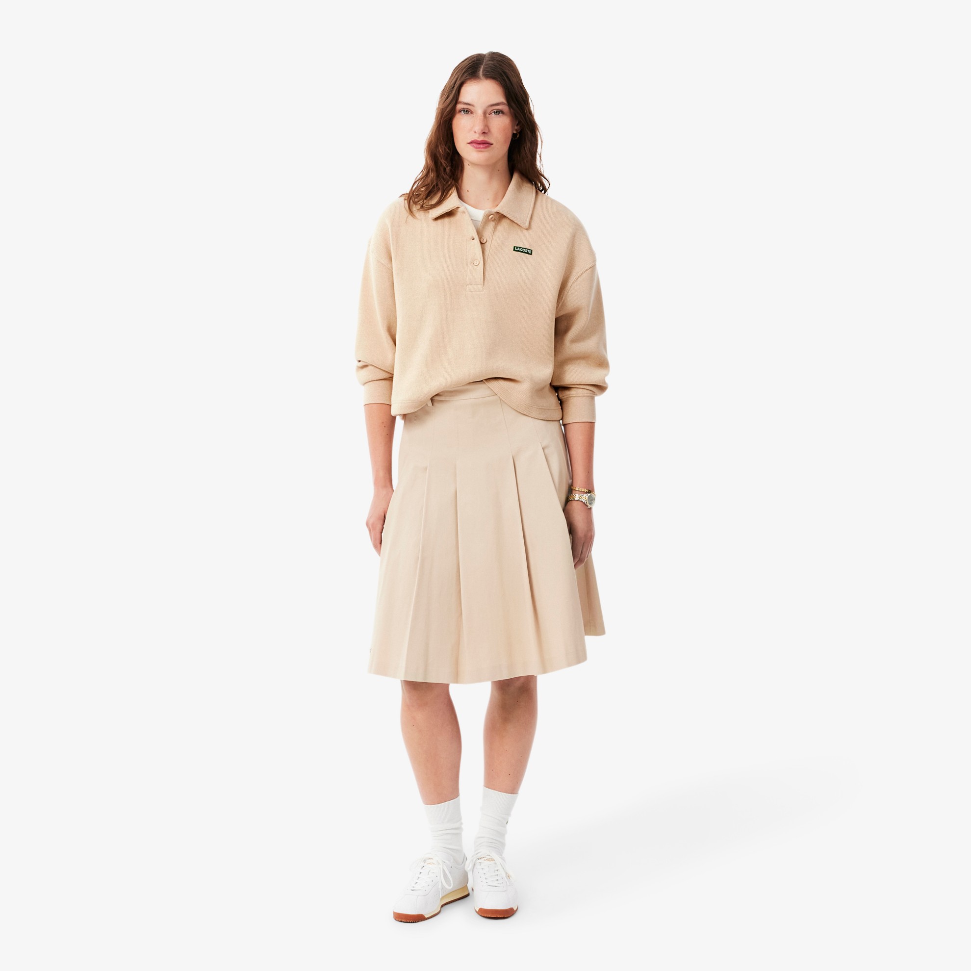 Εικόνα της Γυναικείο Oversized Ribbed Polo Collar Φούτερ 