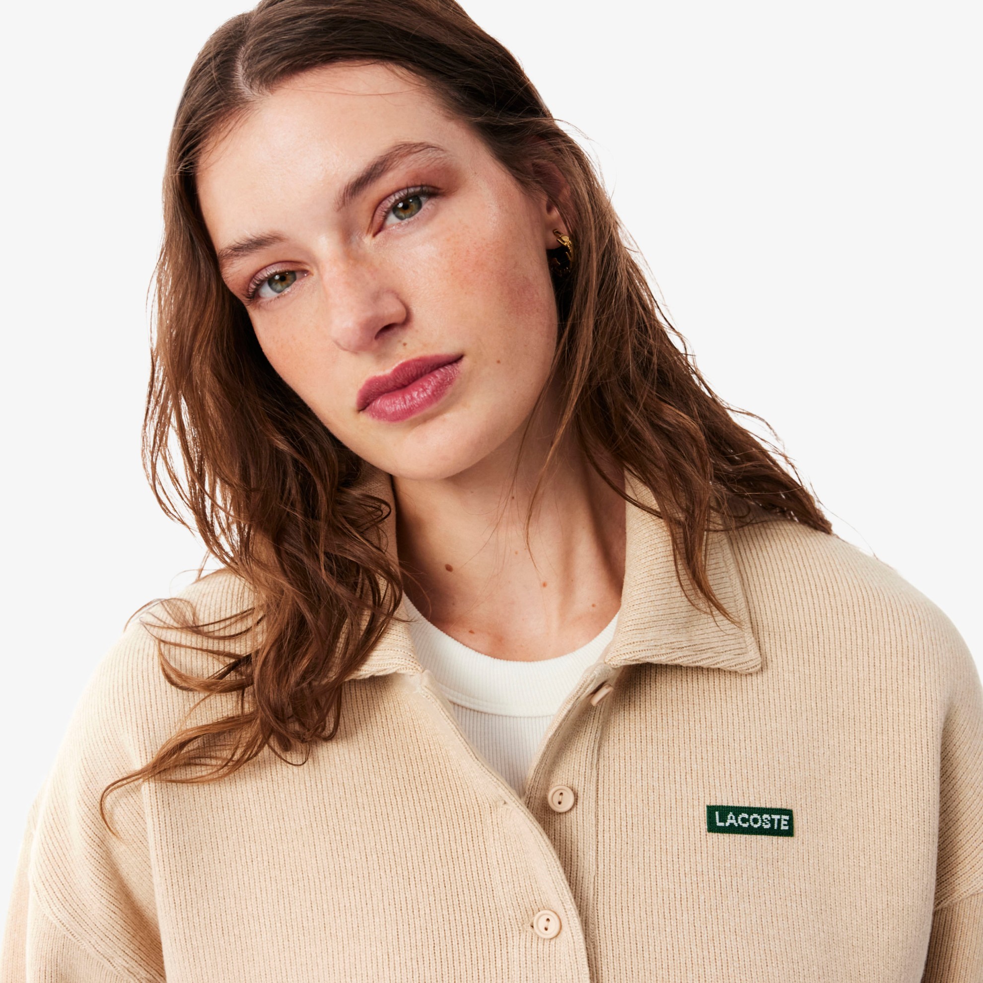 Εικόνα της Γυναικείο Oversized Ribbed Polo Collar Φούτερ 
