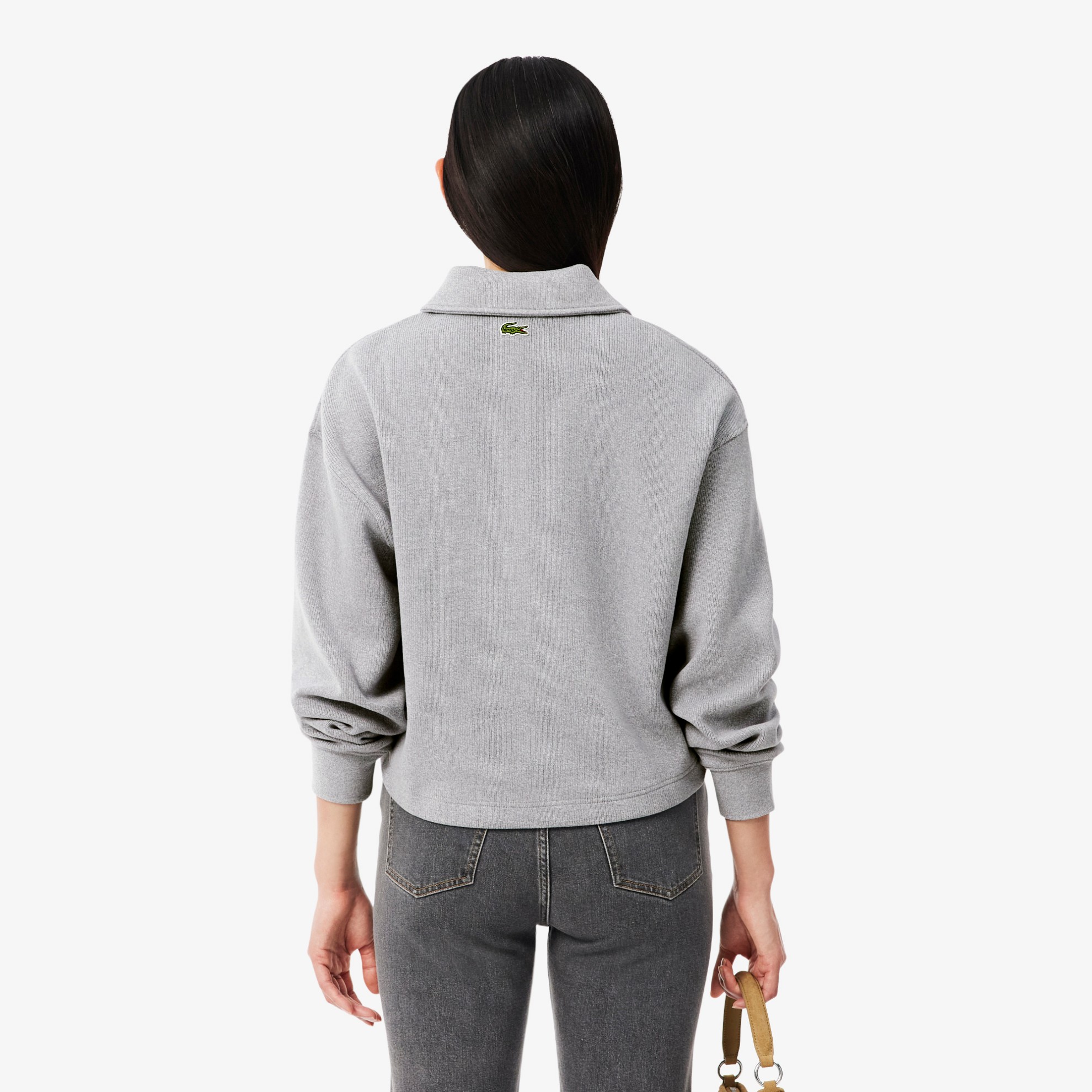 Εικόνα της Γυναικείο Oversized Ribbed Polo Collar Φούτερ 