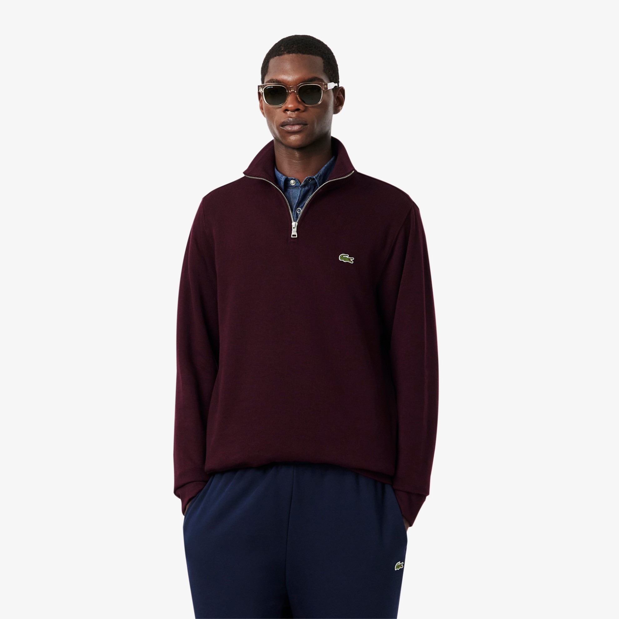 Εικόνα της Ανδρικό Zippered Stand-Up Collar Βαμβακερό Φούτερ