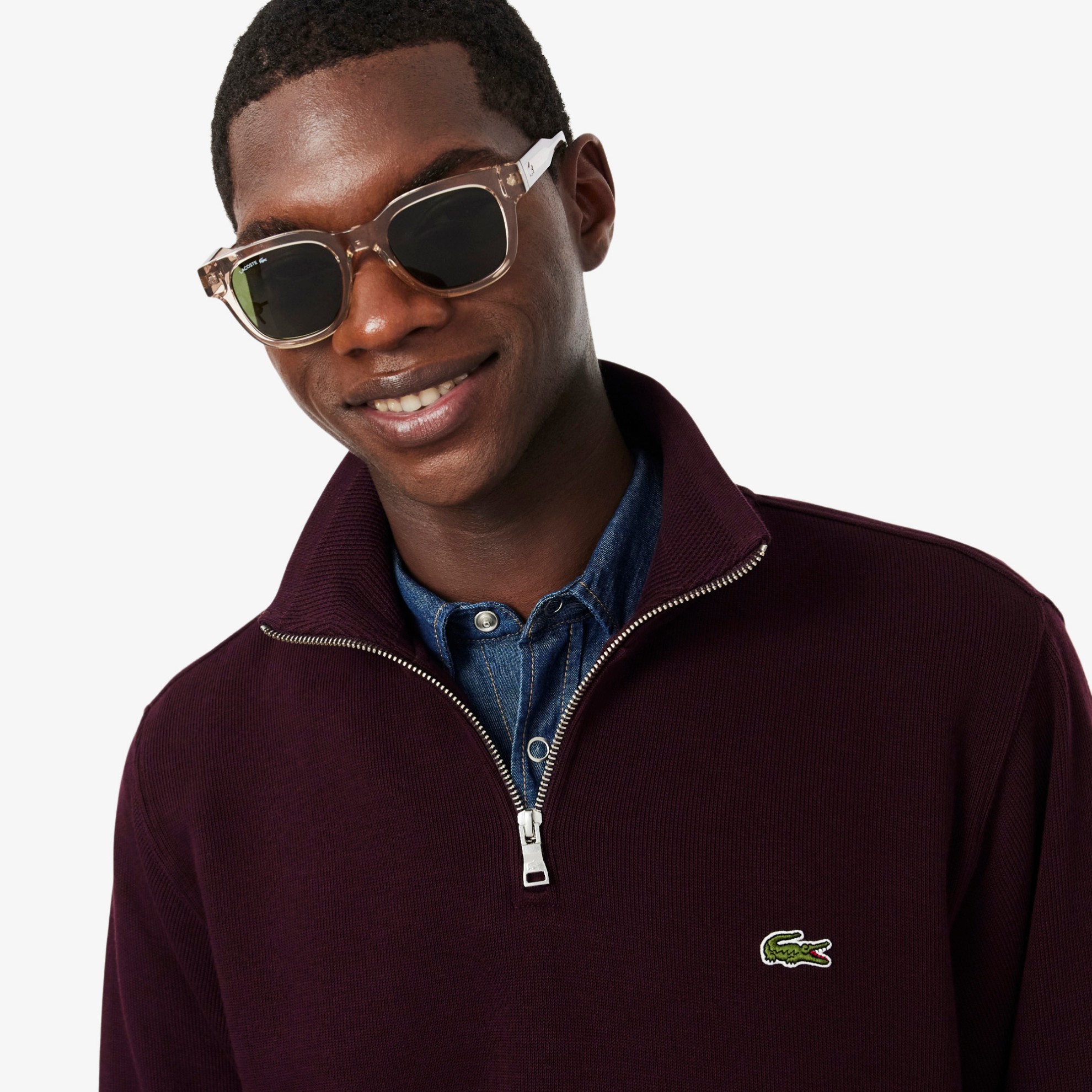 Εικόνα της Ανδρικό Zippered Stand-Up Collar Βαμβακερό Φούτερ