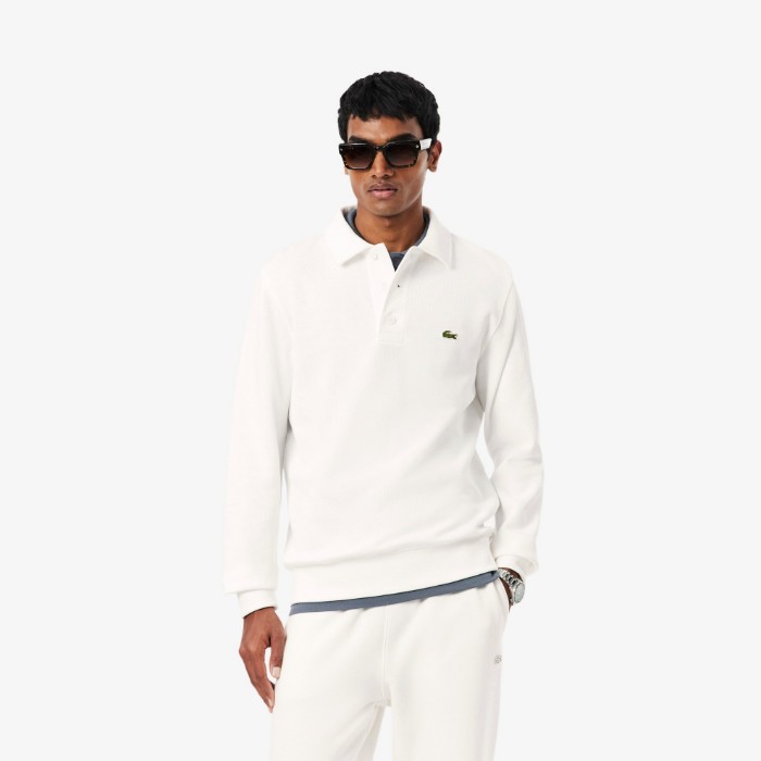 Εικόνα της Ανδρικό Ribbed Cotton Polo Collar Φούτερ 
