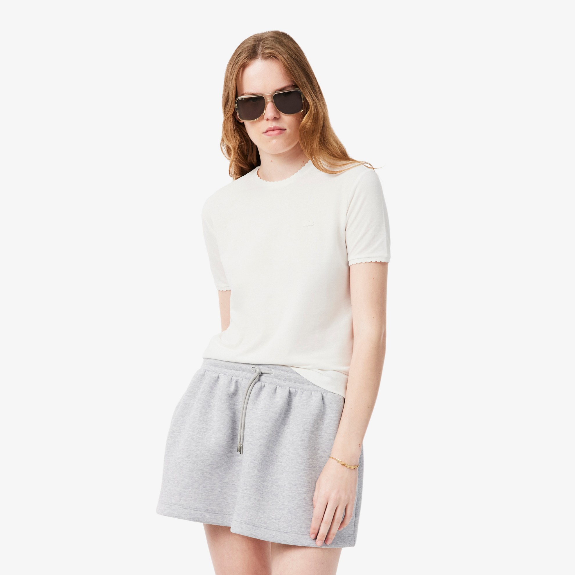 Εικόνα της Γυναικείο Fluid Scallop Trim Piqué T-shirt