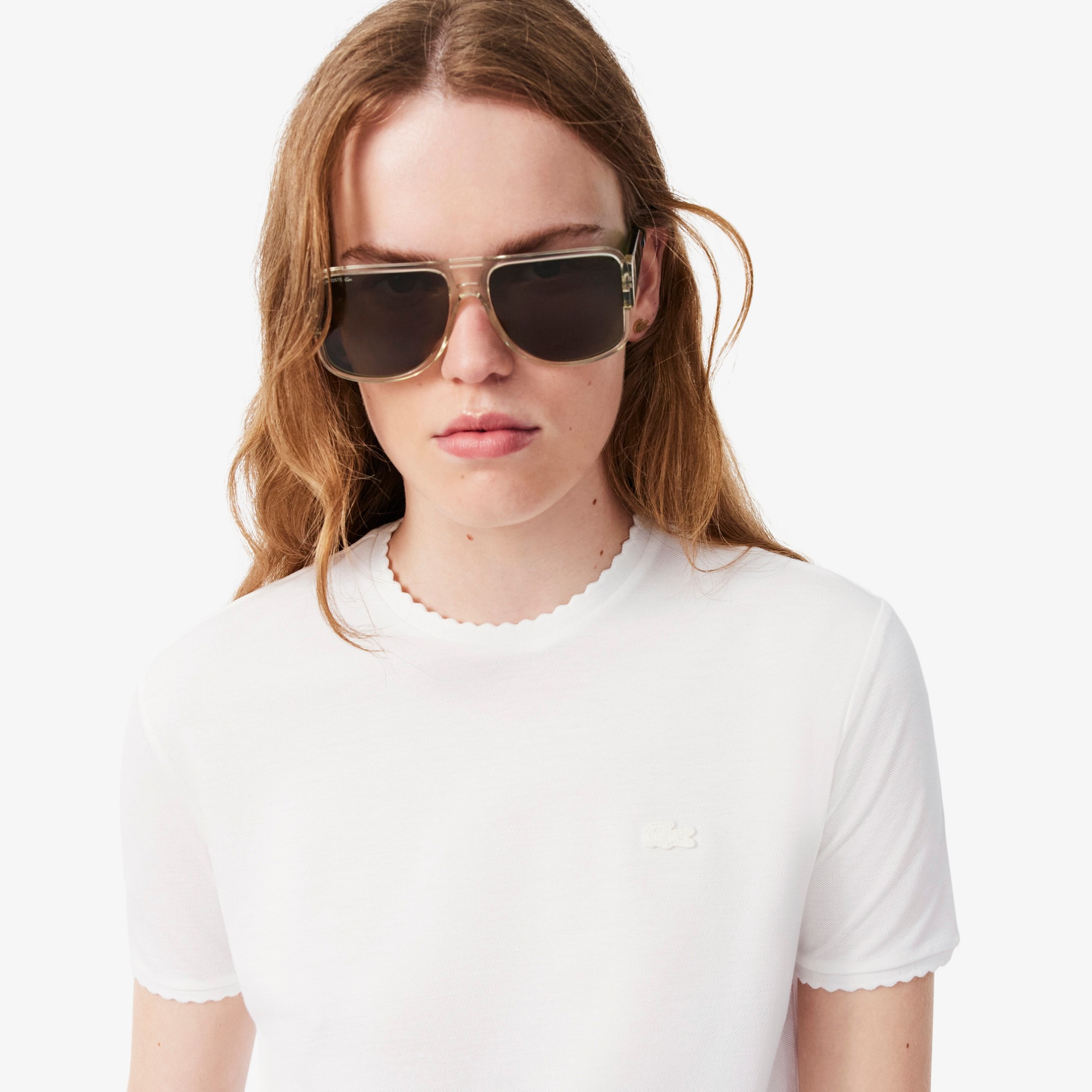 Εικόνα της Γυναικείο Fluid Scallop Trim Piqué T-shirt