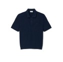 Ανδρική Classic Fit Cable Knit Βαμβακερή Polo Μπλούζα 