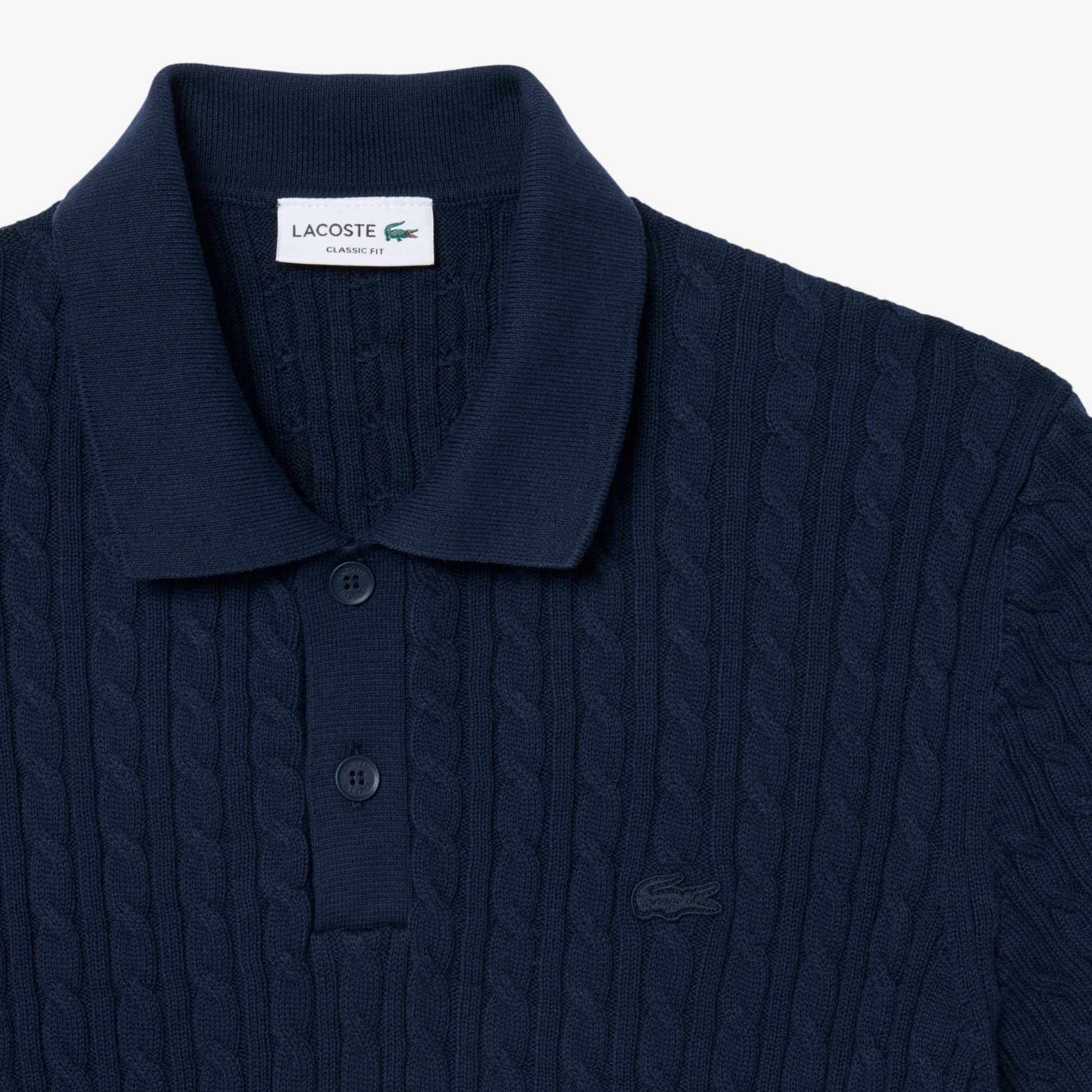Εικόνα της Ανδρική Classic Fit Cable Knit Βαμβακερή Polo Μπλούζα 