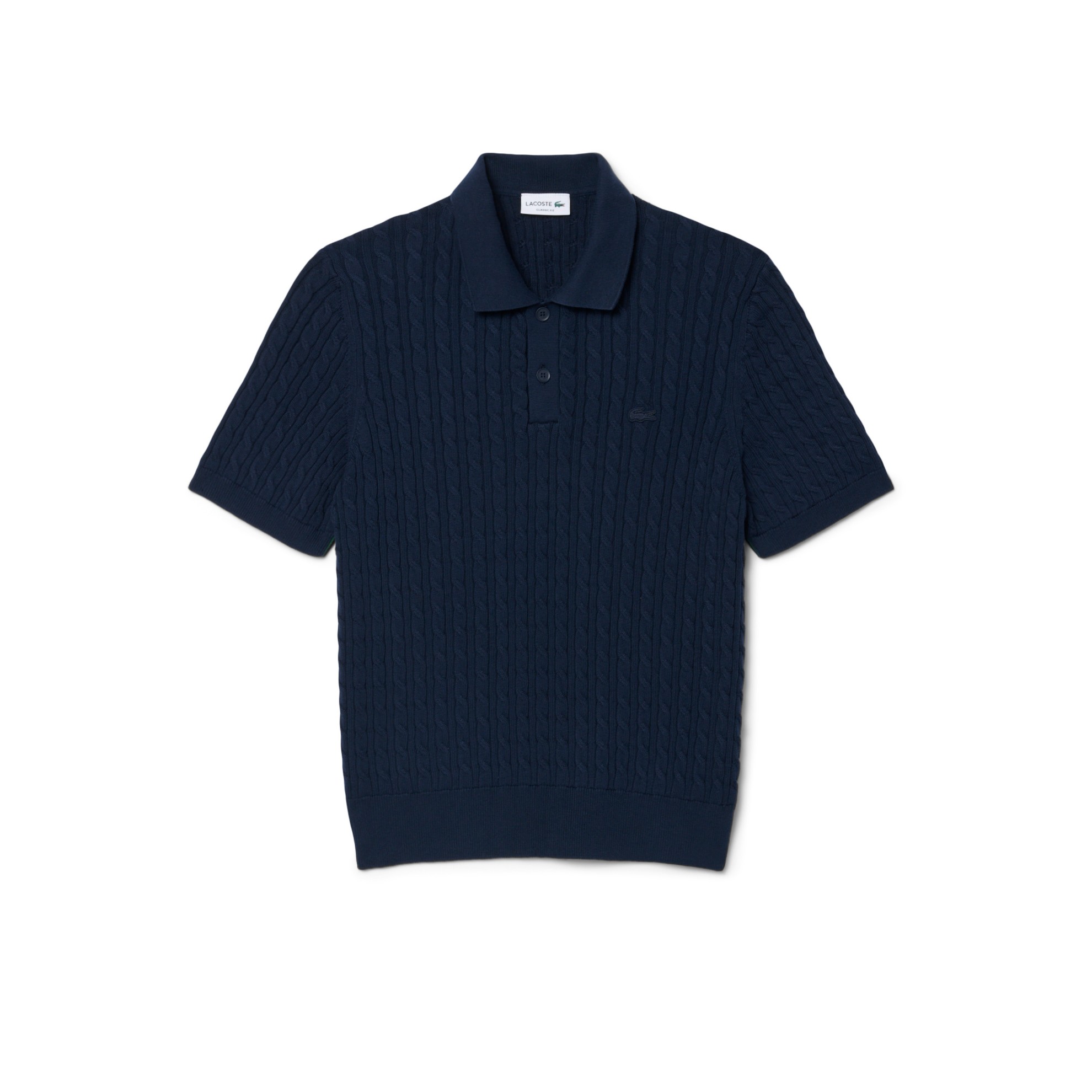 Εικόνα της Ανδρική Classic Fit Cable Knit Βαμβακερή Polo Μπλούζα 