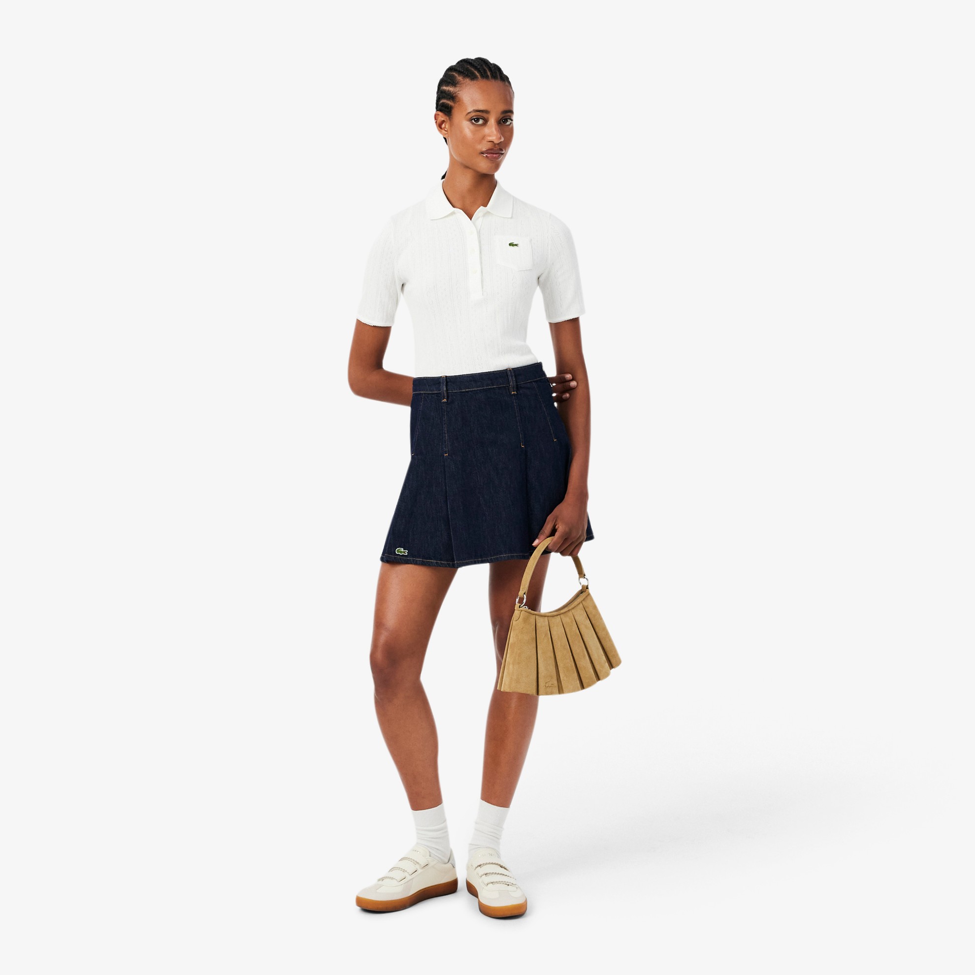 Εικόνα της Γυναικεία Short Pleated Denim Φούστα