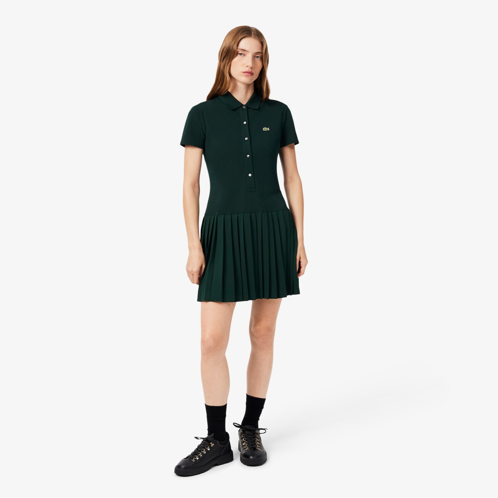 Εικόνα της Γυναικείο Stretch Piqué Pleated Polo Φόρεμα 