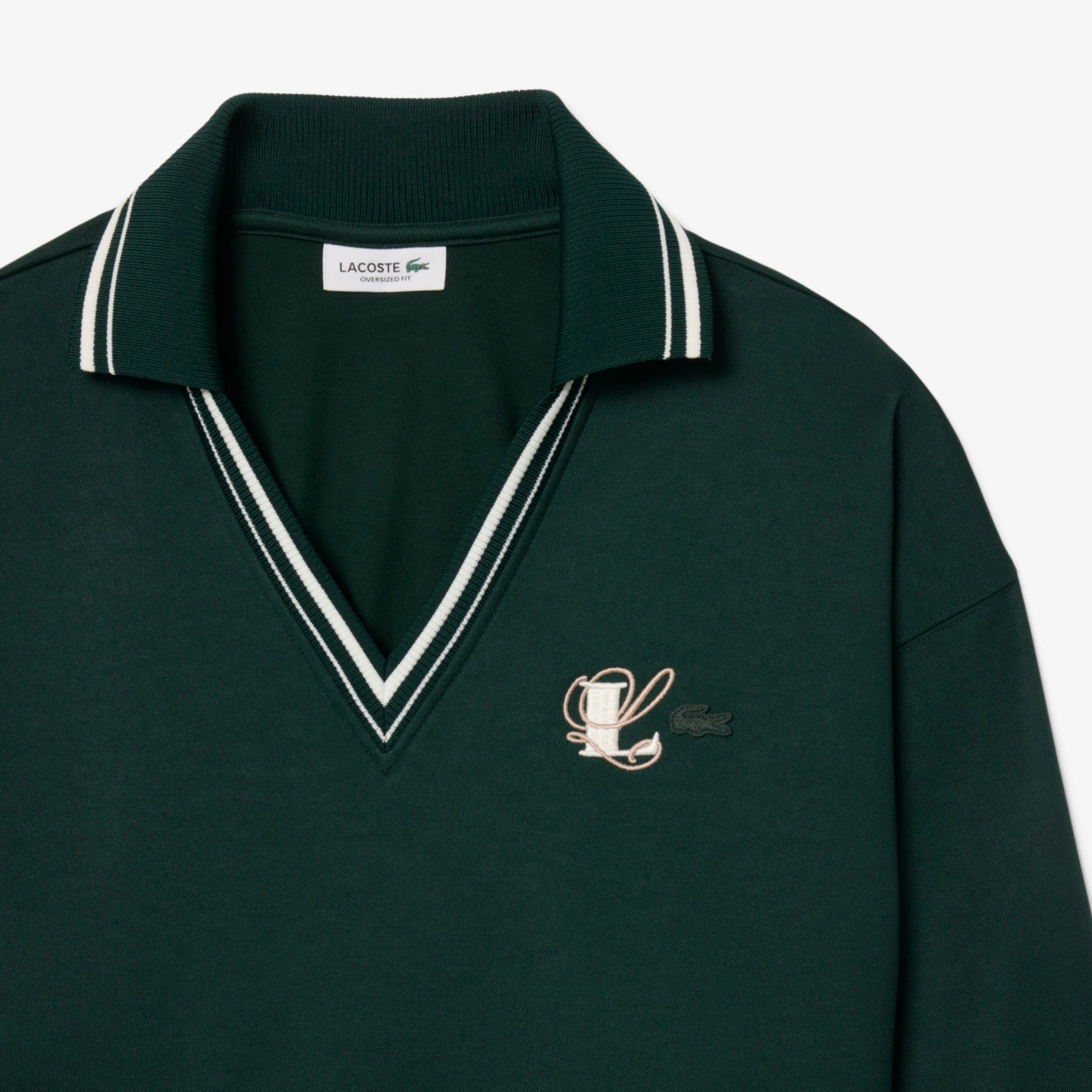 Εικόνα της Γυναικείο Oversized Embroidery Accent Polo Collar Φούτερ