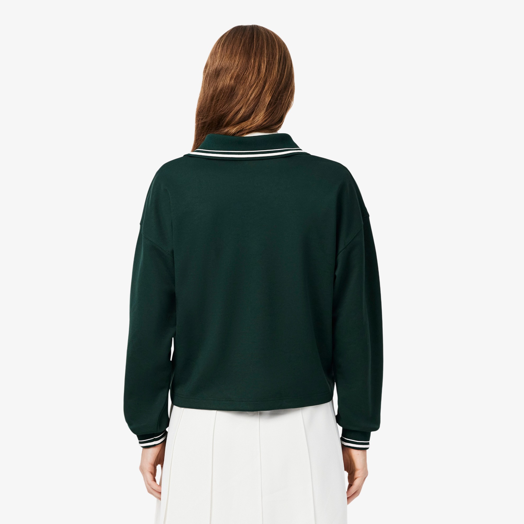 Εικόνα της Γυναικείο Oversized Embroidery Accent Polo Collar Φούτερ