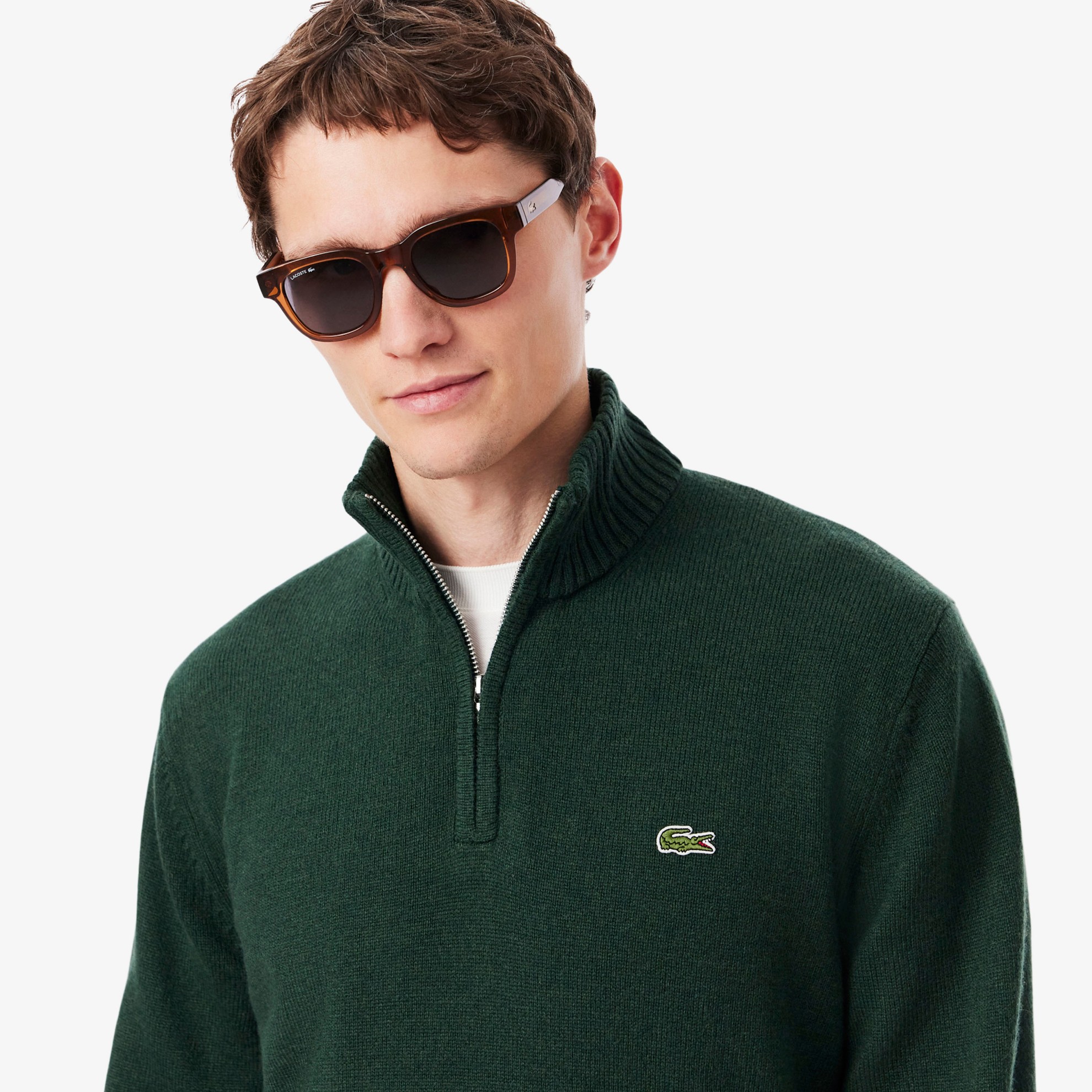 Εικόνα της Ανδρικό Zipped High Neck Carded Μάλλινο Πουλόβερ