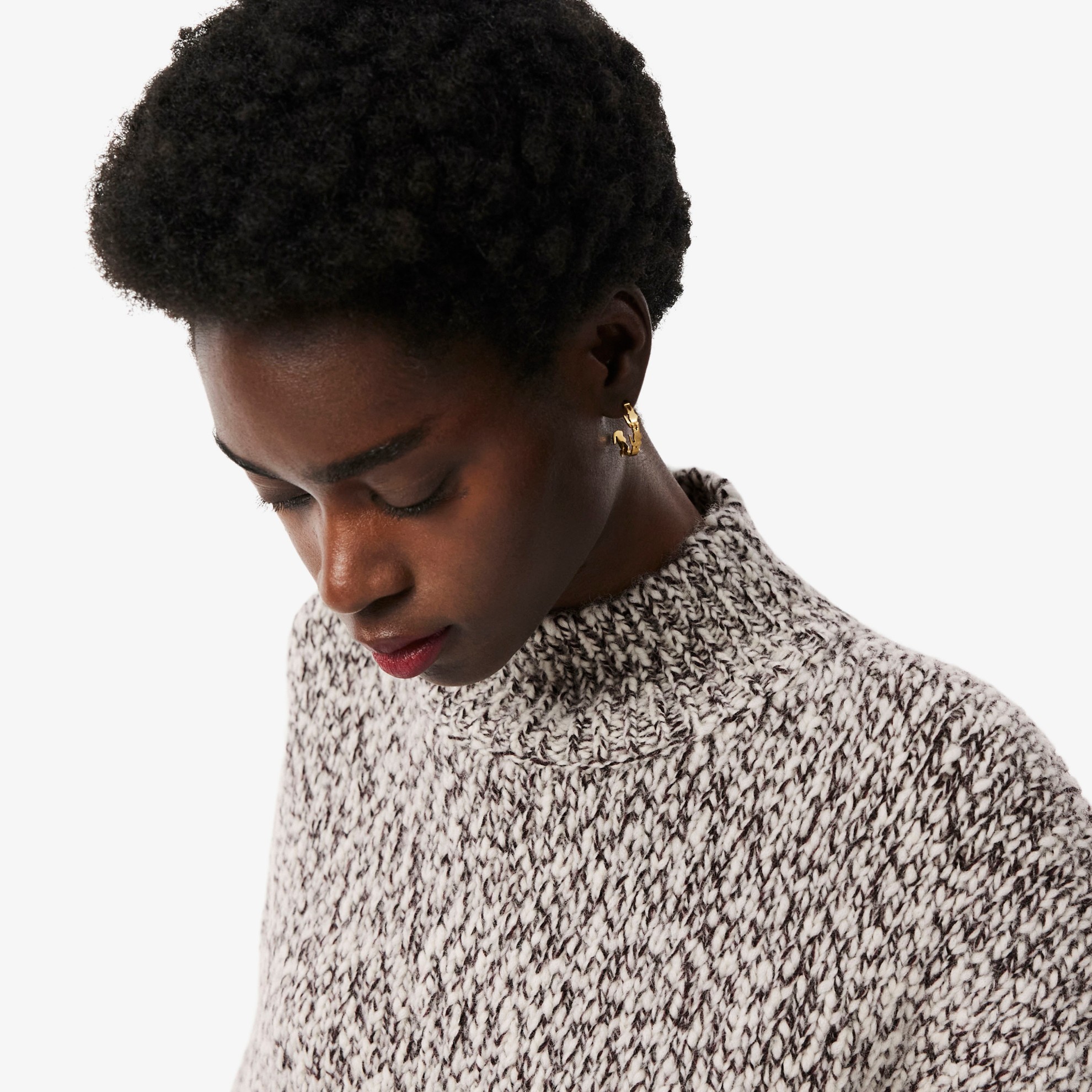 Εικόνα της Γυναικείο High Neck Mercerized Wool Knit Πουλόβερ