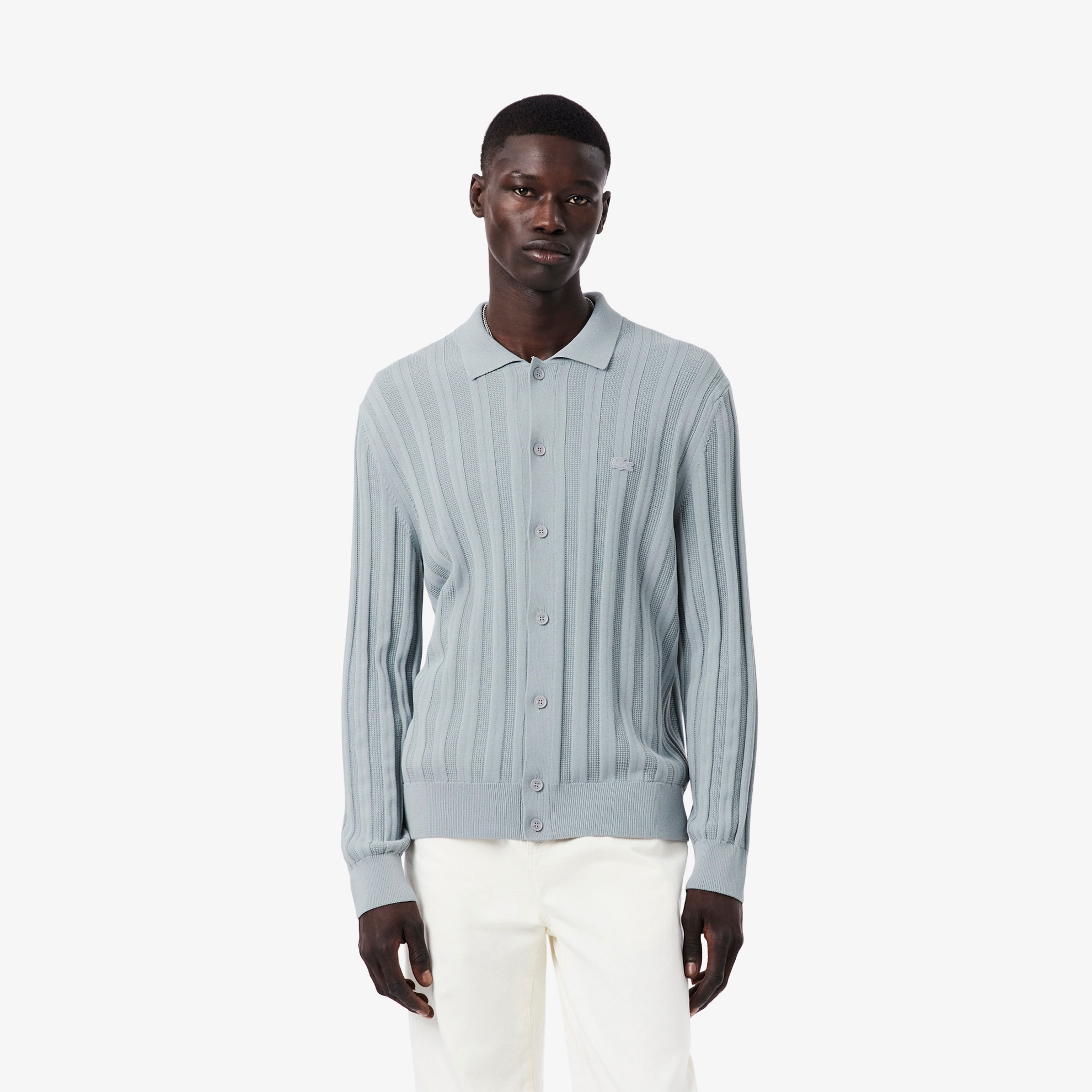 Εικόνα της Ανδρικό Fluid Ribbed Polo Collar Cardigan
