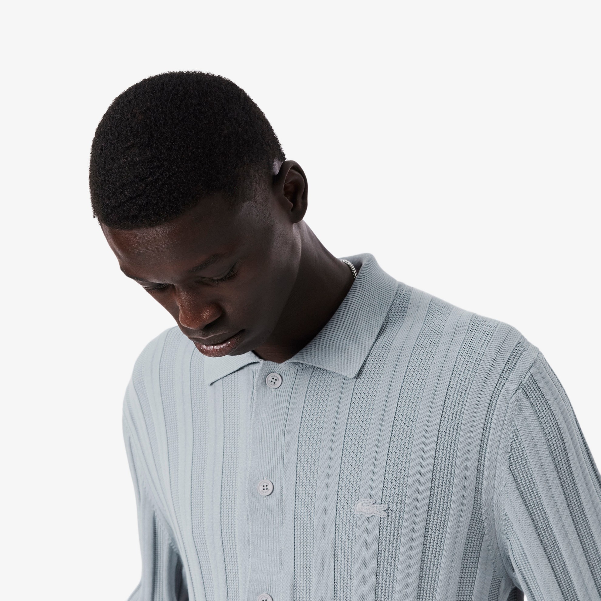 Εικόνα της Ανδρικό Fluid Ribbed Polo Collar Cardigan
